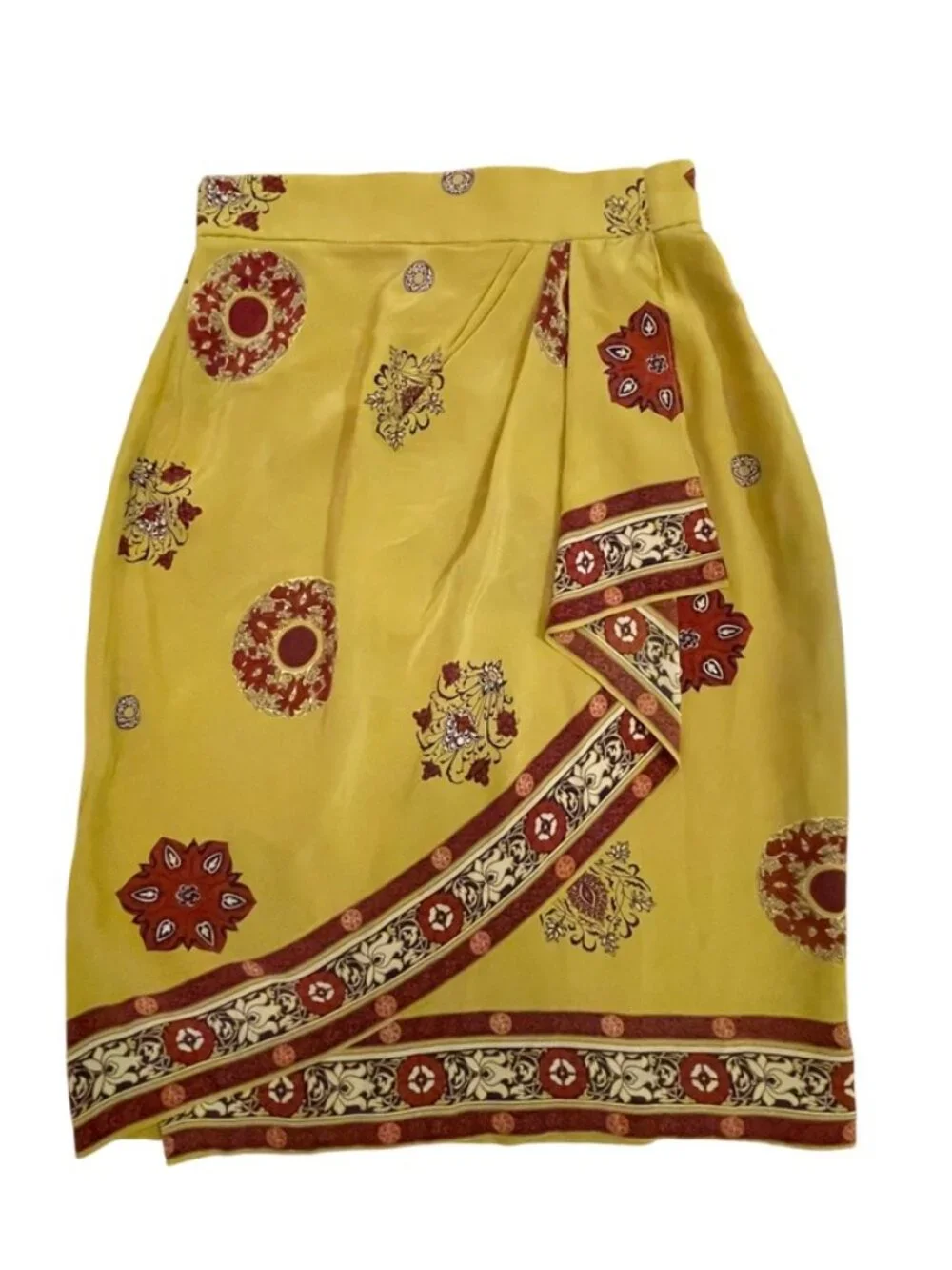 Tahari 100% Silk women's Paisley multicolor wrap skirt style size 6 vintage